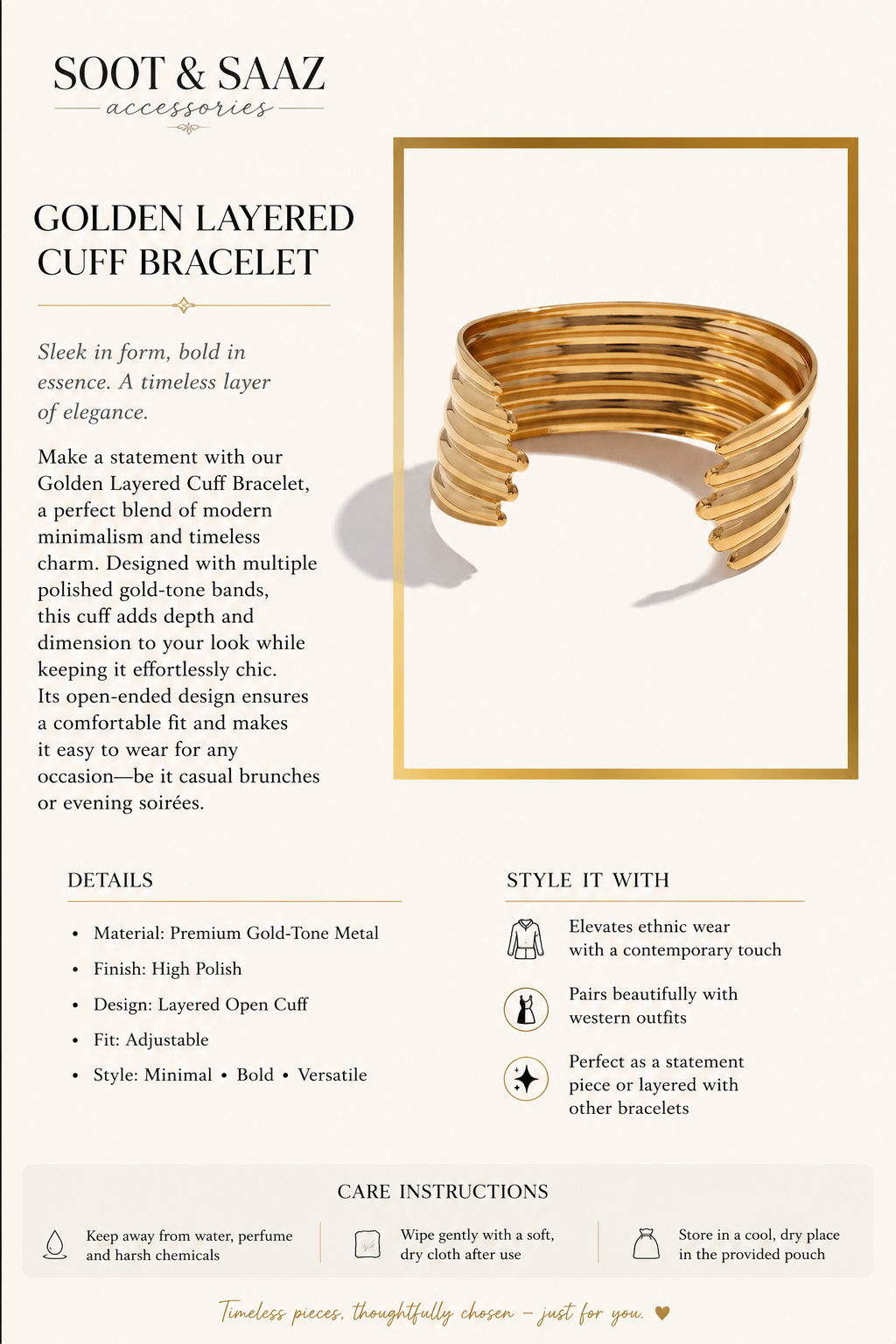 Golden Layered Cuff Bracelet